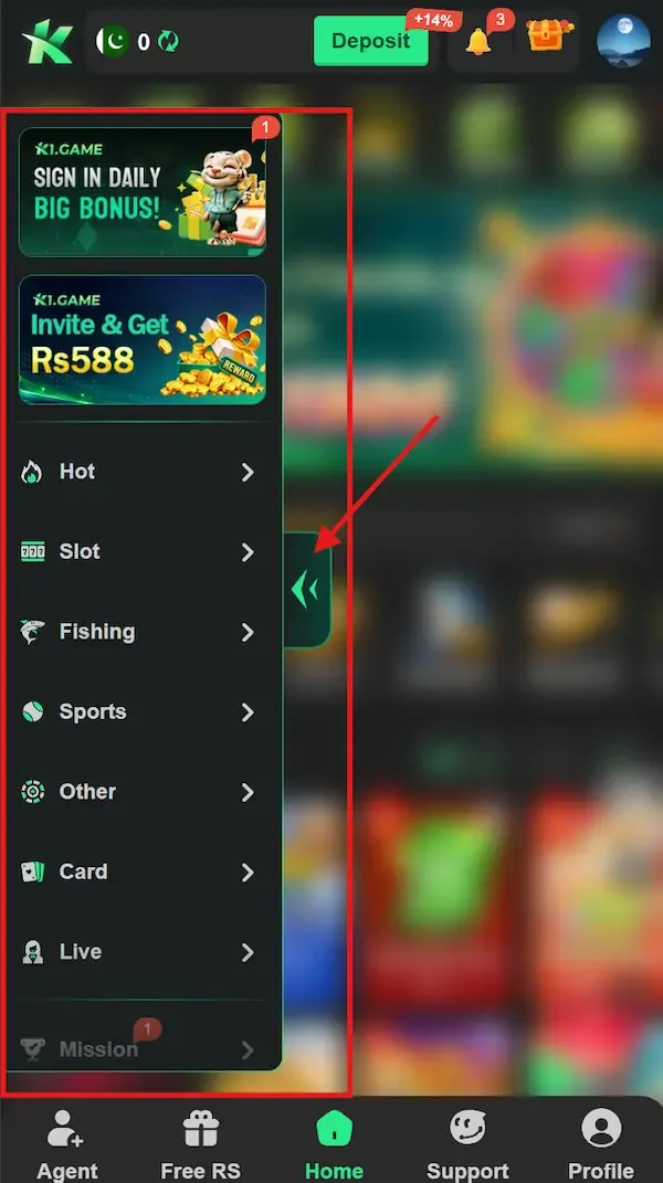 left floating widget