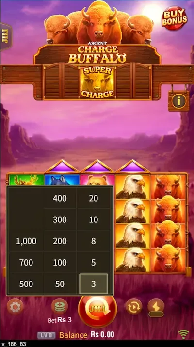 Charge Buffalo Ascent bets board
