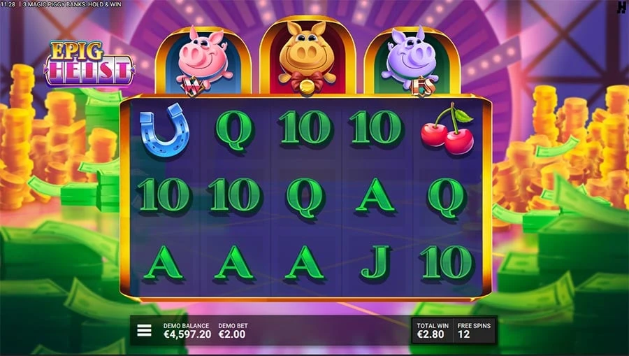 3 Magic Piggy Banks Hold & Win feature screen 1