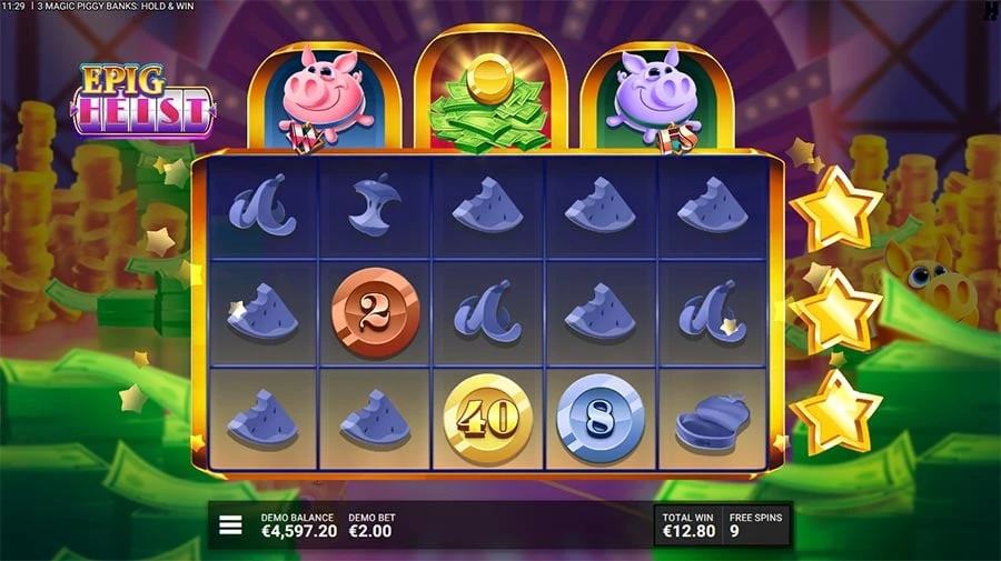 3 Magic Piggy Banks Hold & Win feature screen 2