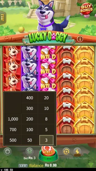 Lucky Doggy bets board