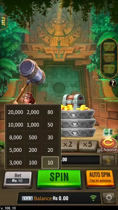 Secret Treasure bets board