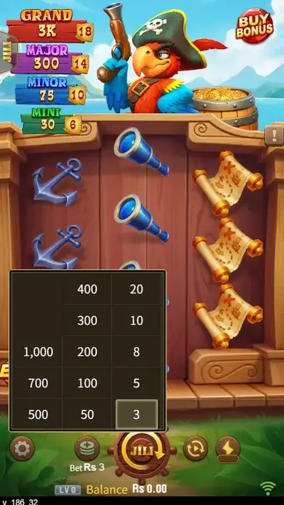Lucky Macaw bets board