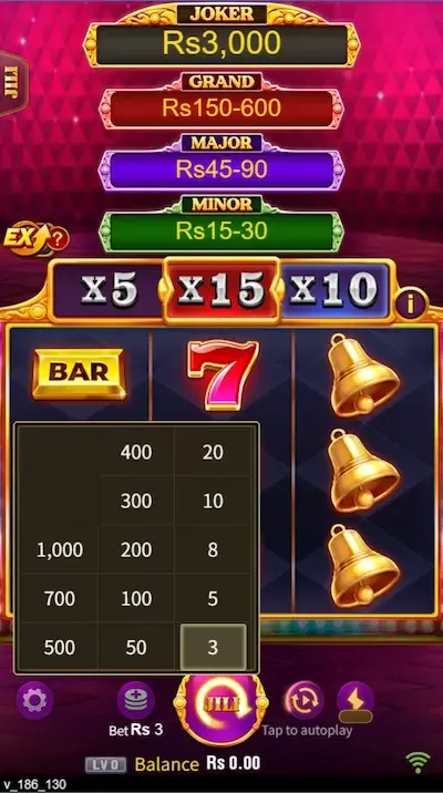 Jackpot Joker bets board
