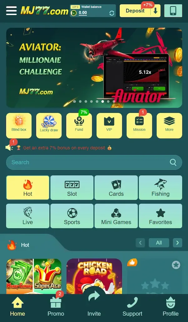 MJ77 game main interface