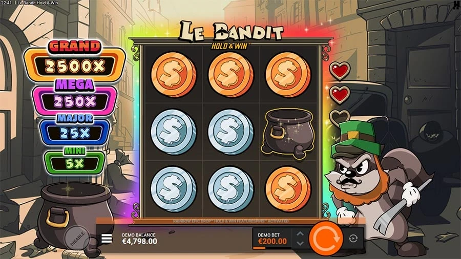 Le Bandit Hold & Win feature screen 1