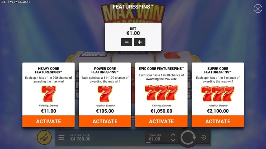 Max Win Machine feature screen 2