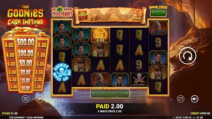 The Goonies Cash Inferno base game