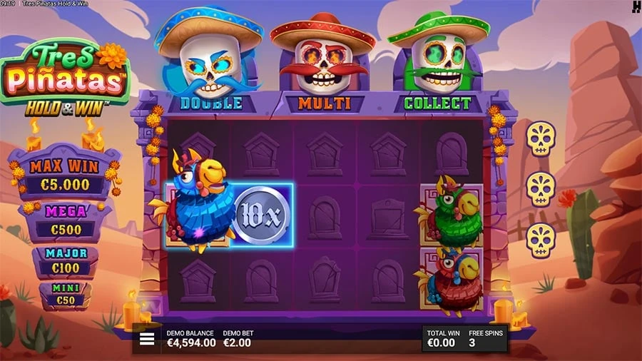 Tres Pinatas Hold & Win feature screen 1