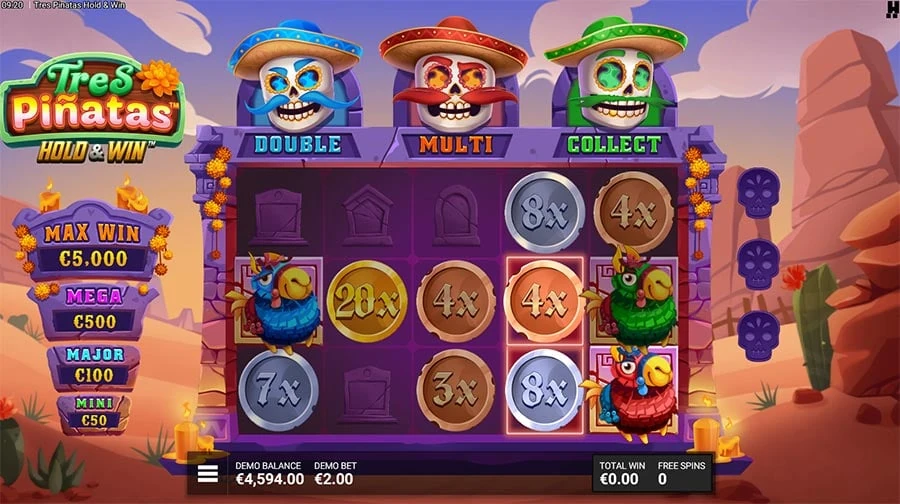Tres Pinatas Hold & Win feature screen 2