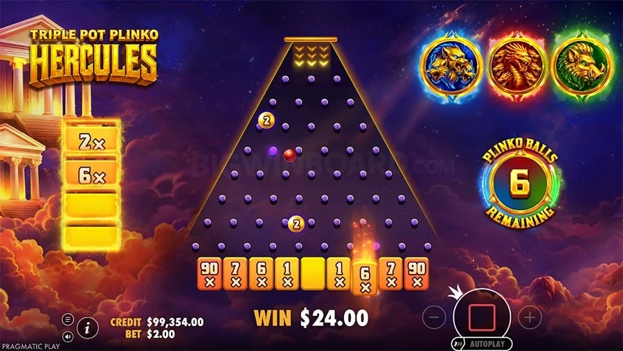 Triple Pot Plinko Hercules feature screen 2