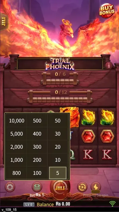 Trial Of Phoenix bets interface