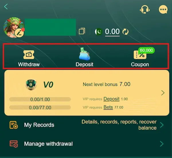 deposit & withdraw