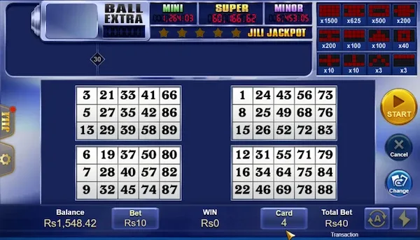 Jackpot Bingo interface