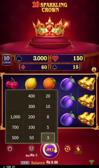 10 Sparkling Crown bets board