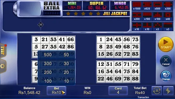 Jackpot Bingo bet slip