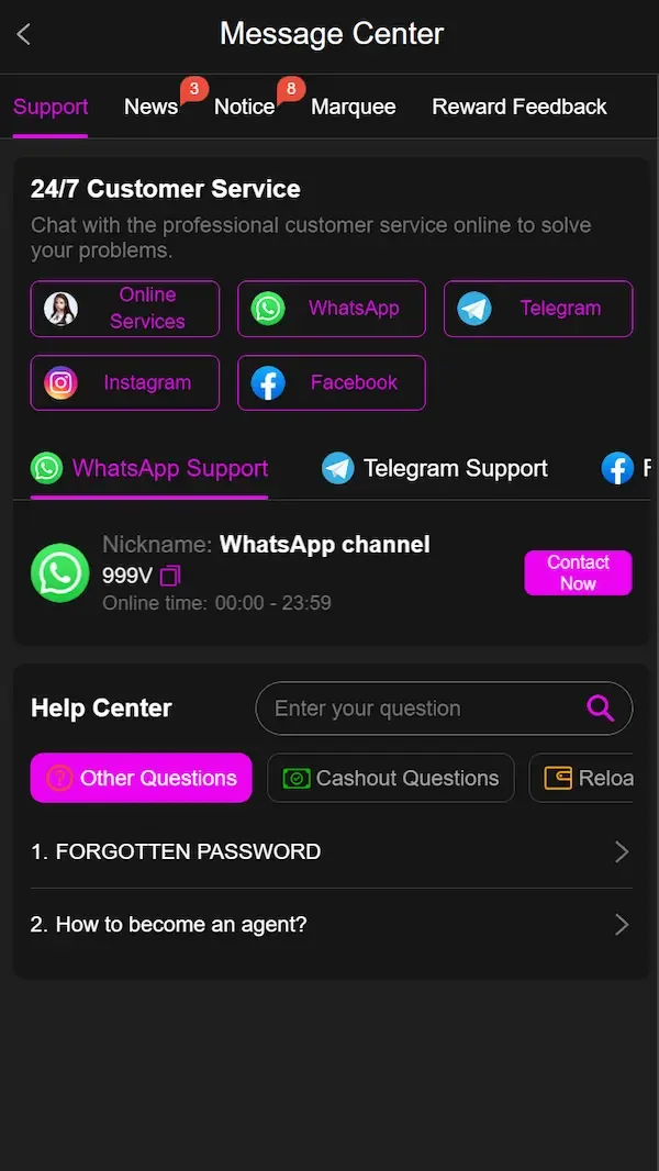 999V app screenshot
