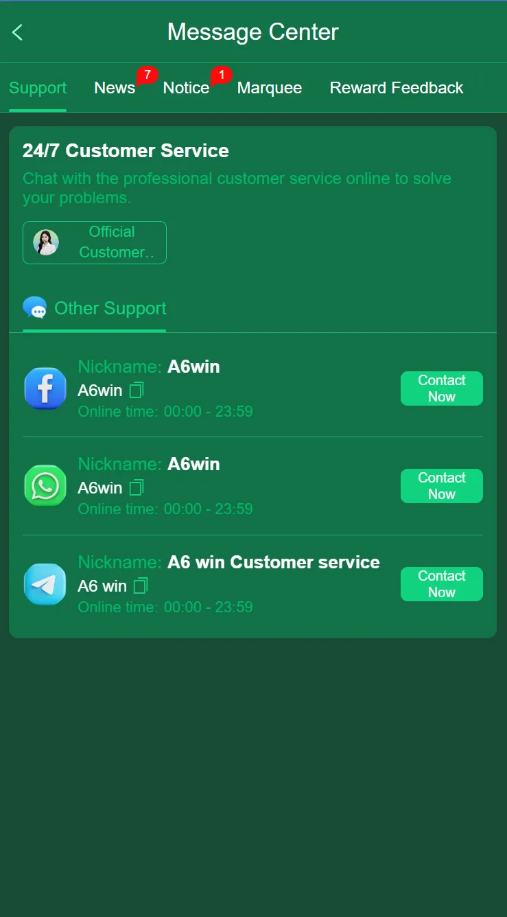 A6WIN game app screenshot